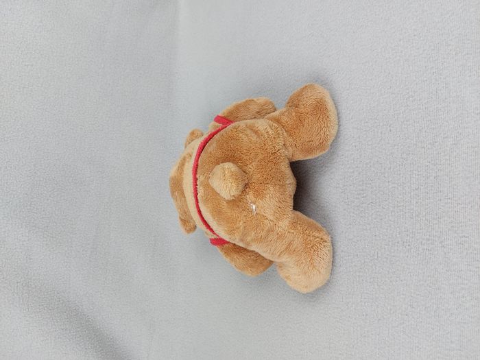 Peluche doudou ours brun marron NICOTOY tee-shirt coeur rouge blanc 20 cm assis vintage - photo numéro 3
