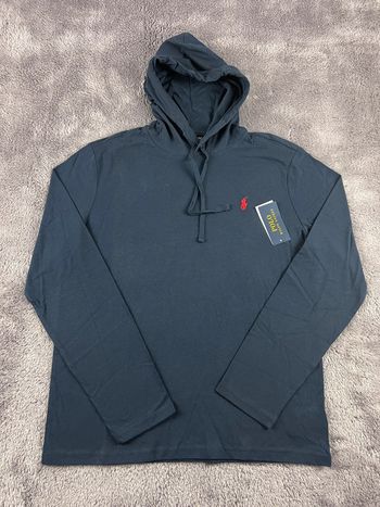 T-shirt manches longues à capuche Ralph Lauren Bleu marine logo rouge Taille M