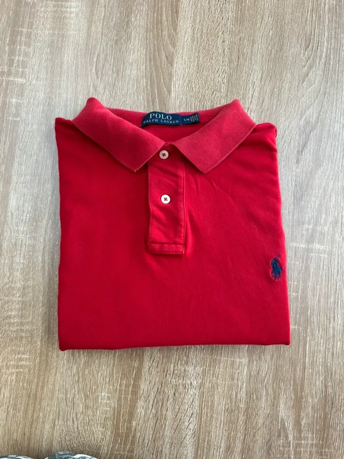 Polo homme Ralph Lauren à col rouge logo brodé bleu taille L taille XL - photo numéro 2