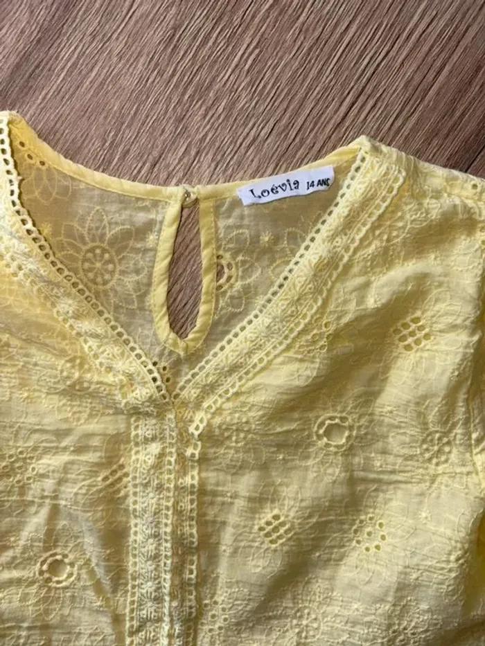 Robe loevia jaune broderie - photo numéro 2