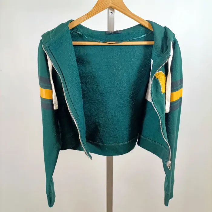 Veste sweat zippée courte à capuche Jennyfer vert college M A1426 - photo numéro 2
