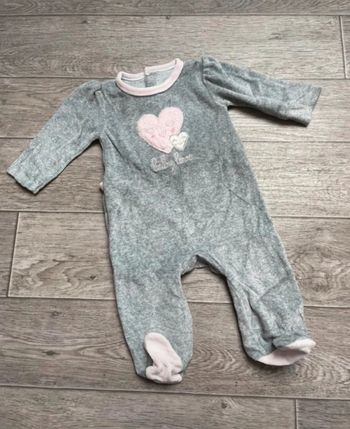 Pyjama 1 pièce In extenso 6 mois Gris coeur rose