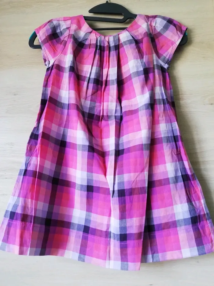Robe à carreaux rose, prune, fille