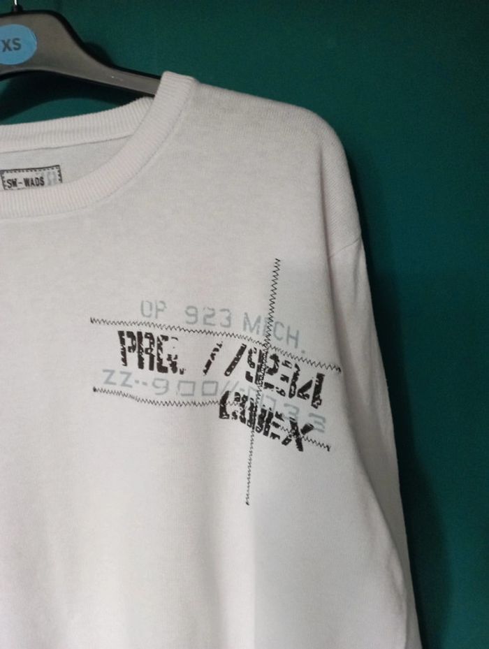 Pull homme été en maille fine coton blanc - photo numéro 2