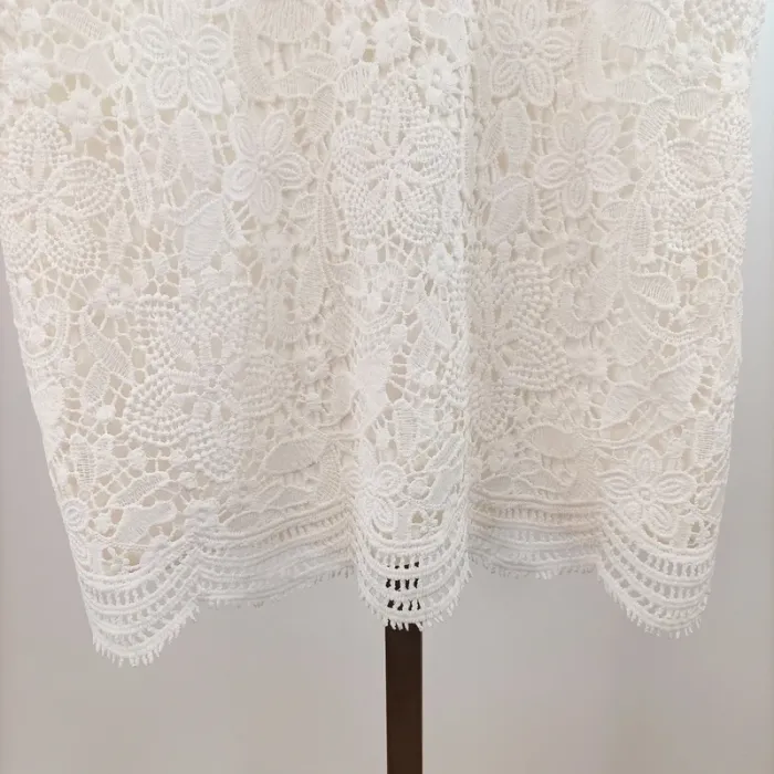 Top dentelle blanc Armand Thiery coupe droite manches courtes romantique bohème A1471 - photo numéro 4