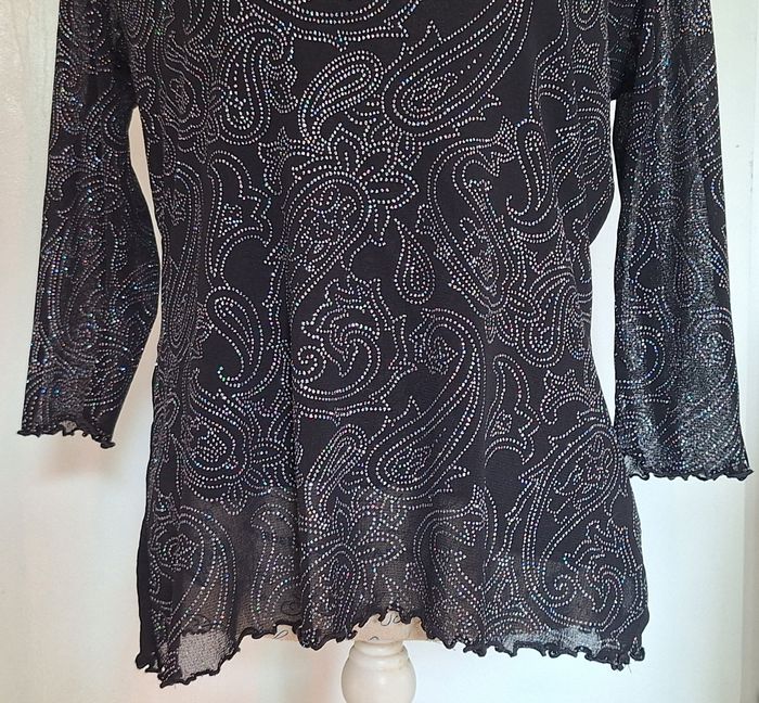 Tee-shirt manches 3/4 à strass brillants - photo numéro 3