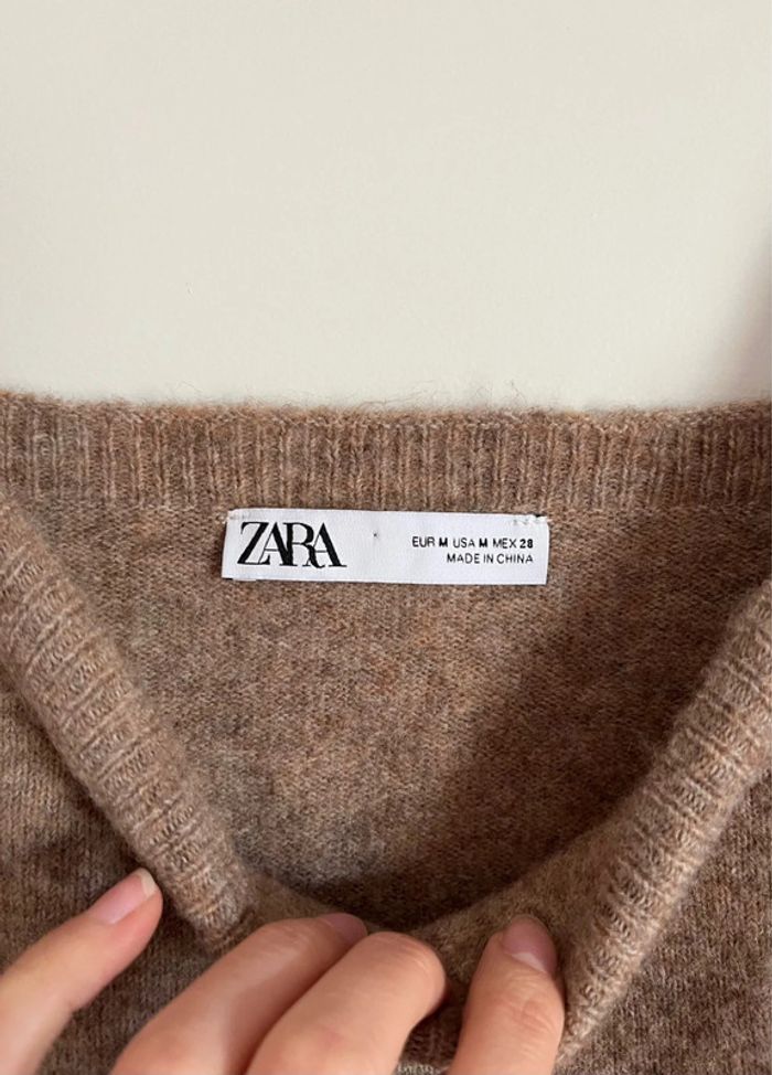 Pull sans manches/crop top en laine beige Zara - photo numéro 3