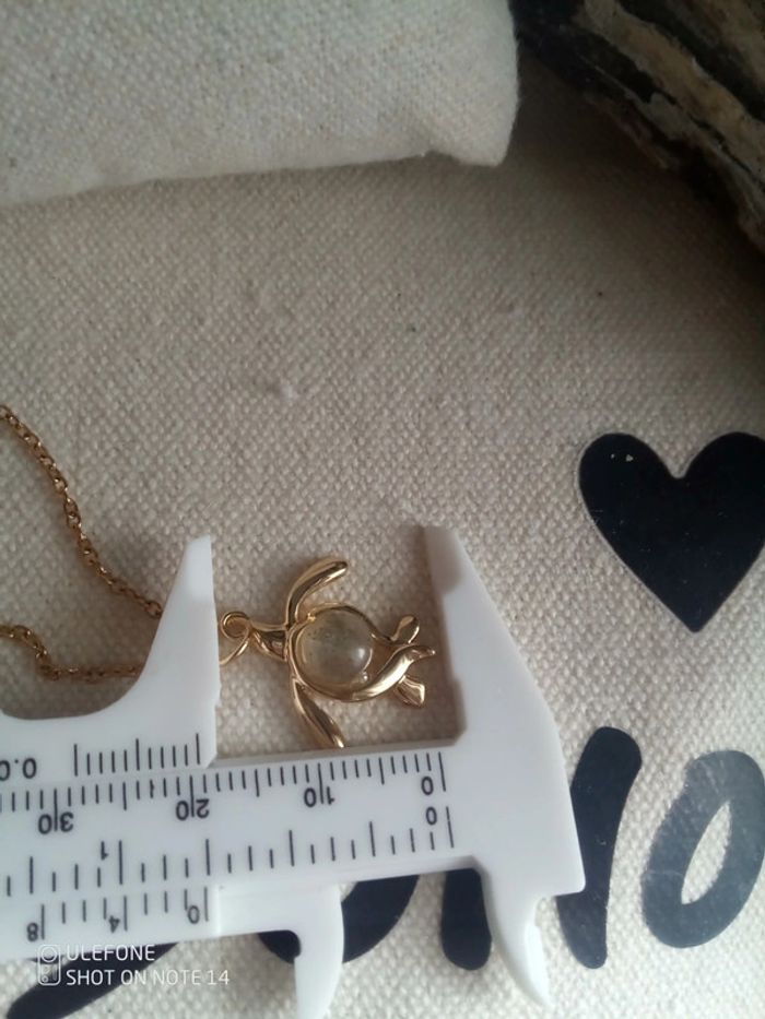 Collier tortue doré et pierre de labradorite naturelle - photo numéro 2