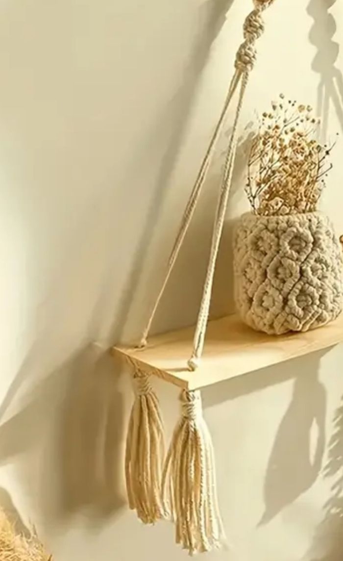 Suspension macramé étagère plantes - photo numéro 2