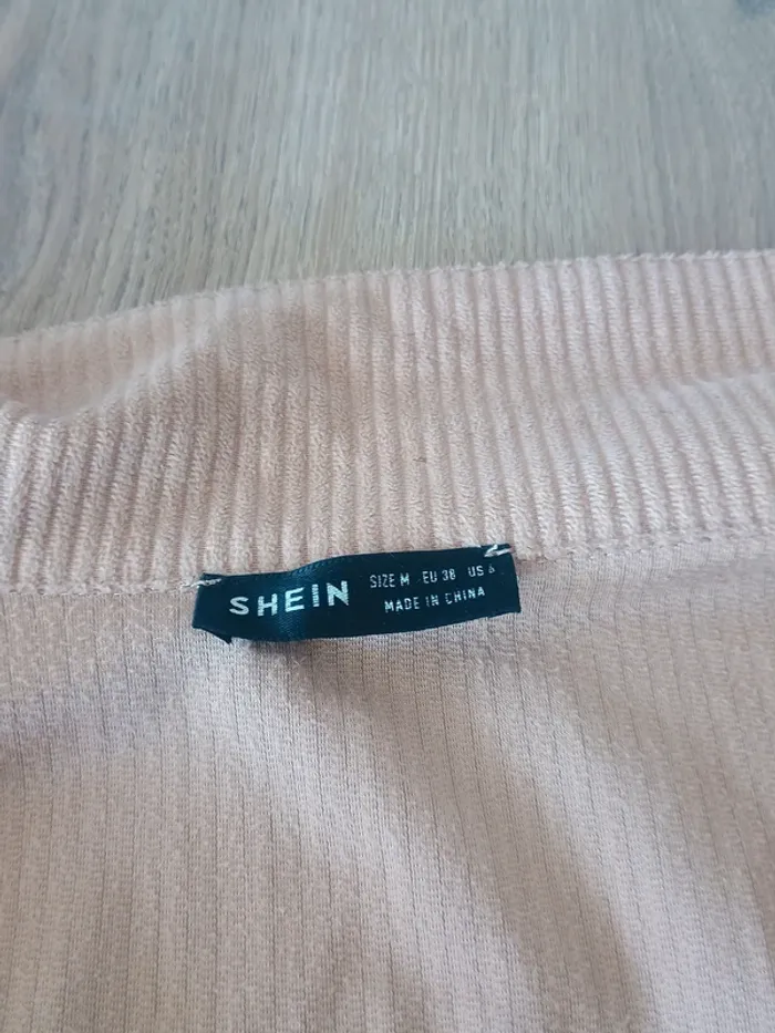 Veste chemise oversize en velours côtelé beige SHEIN – Taille M (38) - photo numéro 3