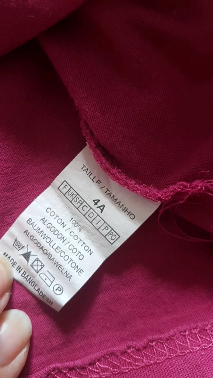 Tee shirt manches courtes rose 4 ans - photo numéro 3