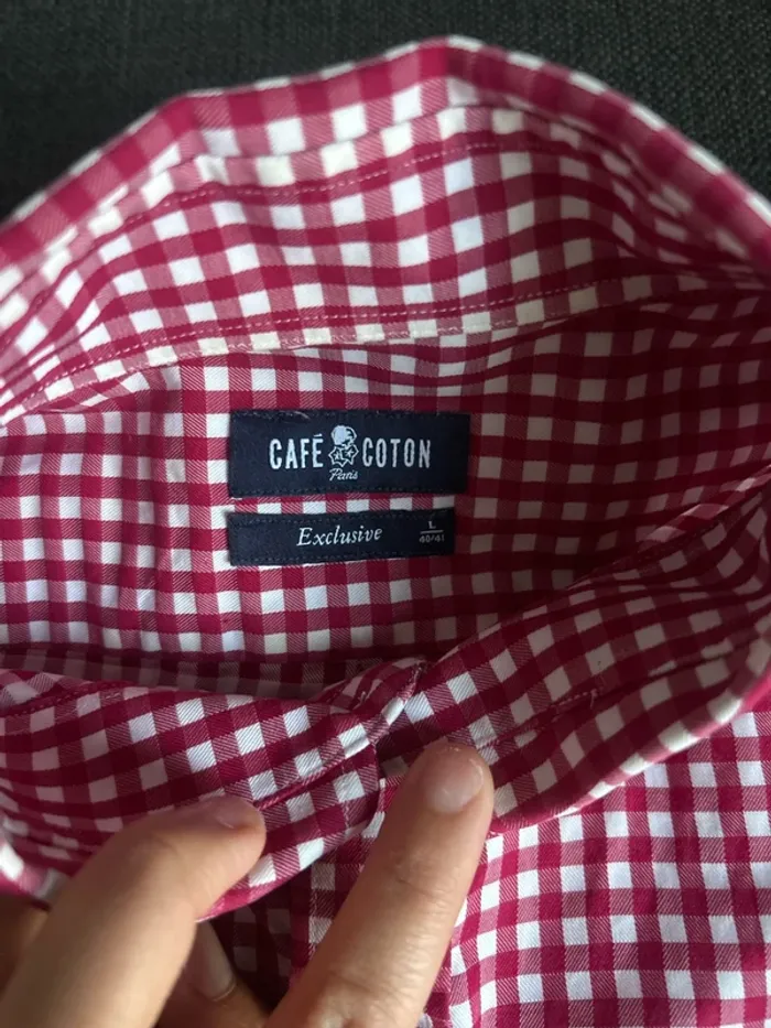 Chemises à carreaux homme, café coton taille L - photo numéro 2