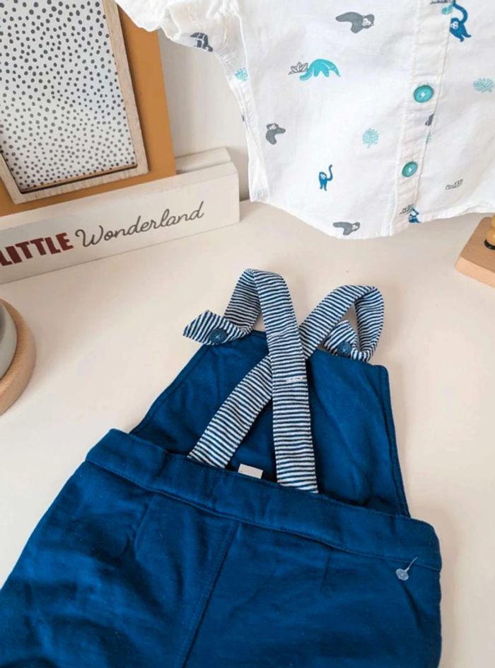 Ensemble salopette short chemise obaibi - photo numéro 4