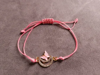 Bracelet réglable rose papillon