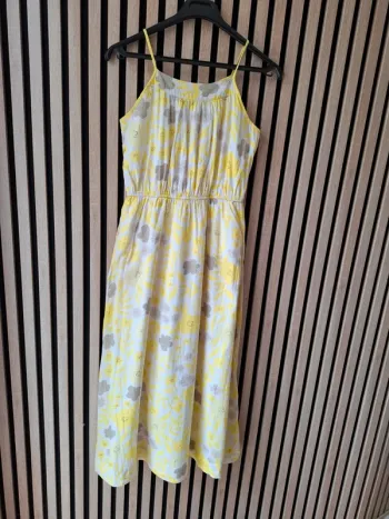 Robe en coton fleuri jaune et blanche Vertbaudet 12 ans