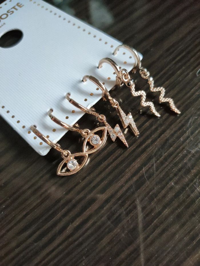 Lot de 3 paires boucles d'oreilles dorées