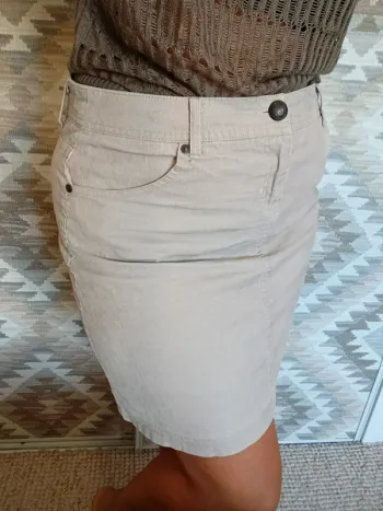 Jupe beige Cache cache velours côtelé 40 My pretty skinny neuve coton élasthanne