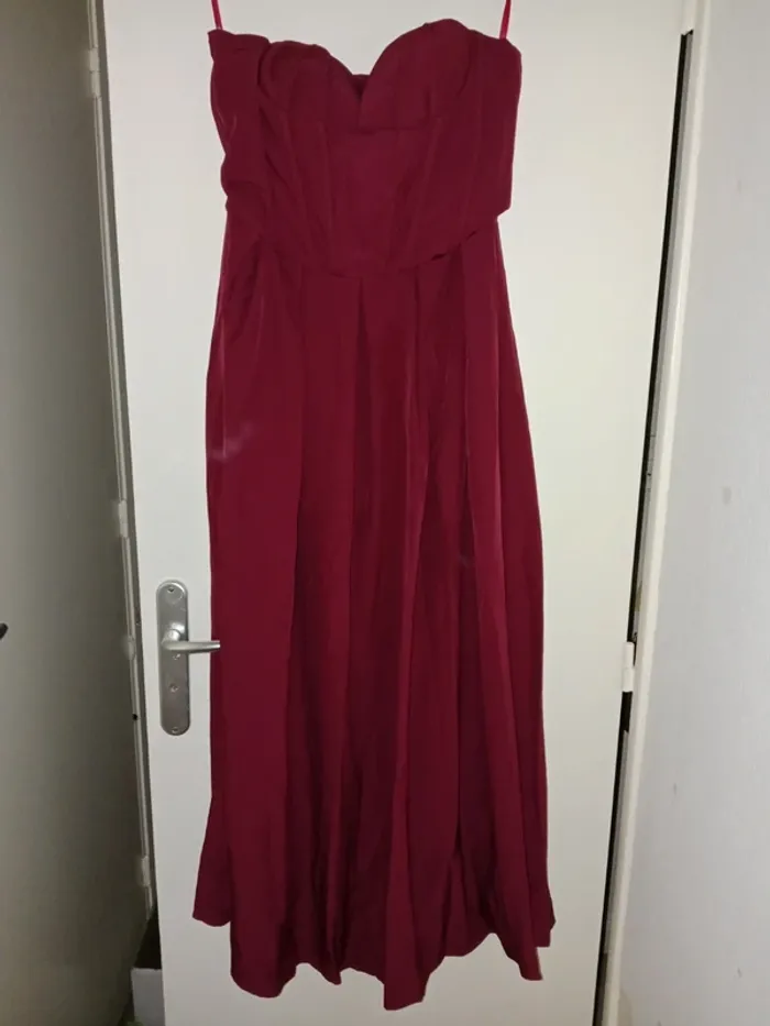 Robe longue couleurs bordeaux Bustier avec armature - photo numéro 1
