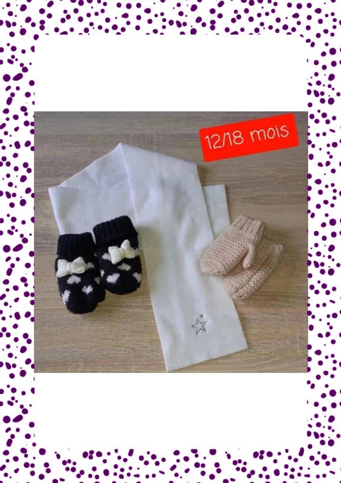 Lot e paires de moufles + echarpe