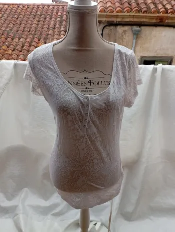T-shirt H&M L.O.G.G. blanc motif taille M