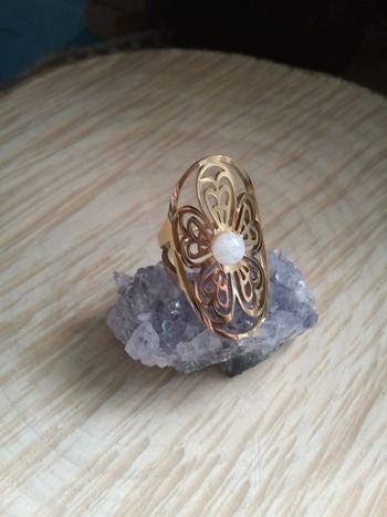 Bague pierre de lune et acier 🤍.