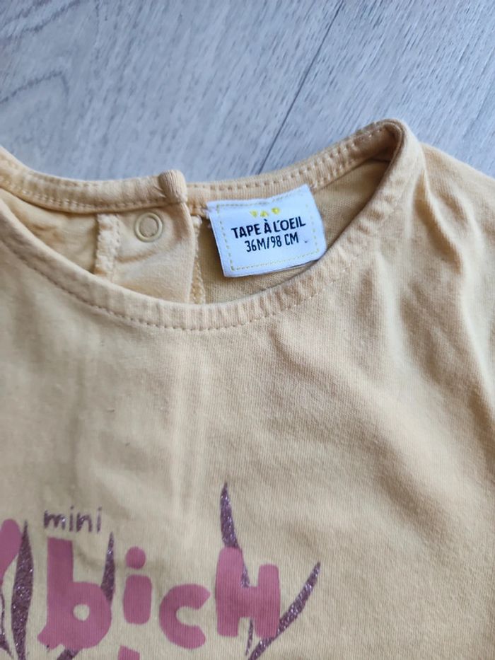Tee shirt bichette jaune 36mois - photo numéro 3