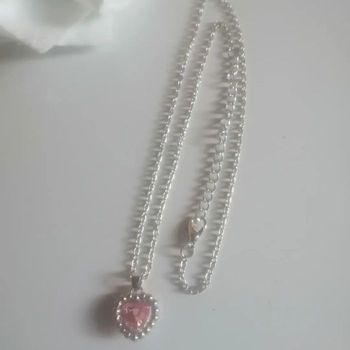 🌸Chaîne argentée avec pendentif en cristal rose "Histoire d'or" 🌸