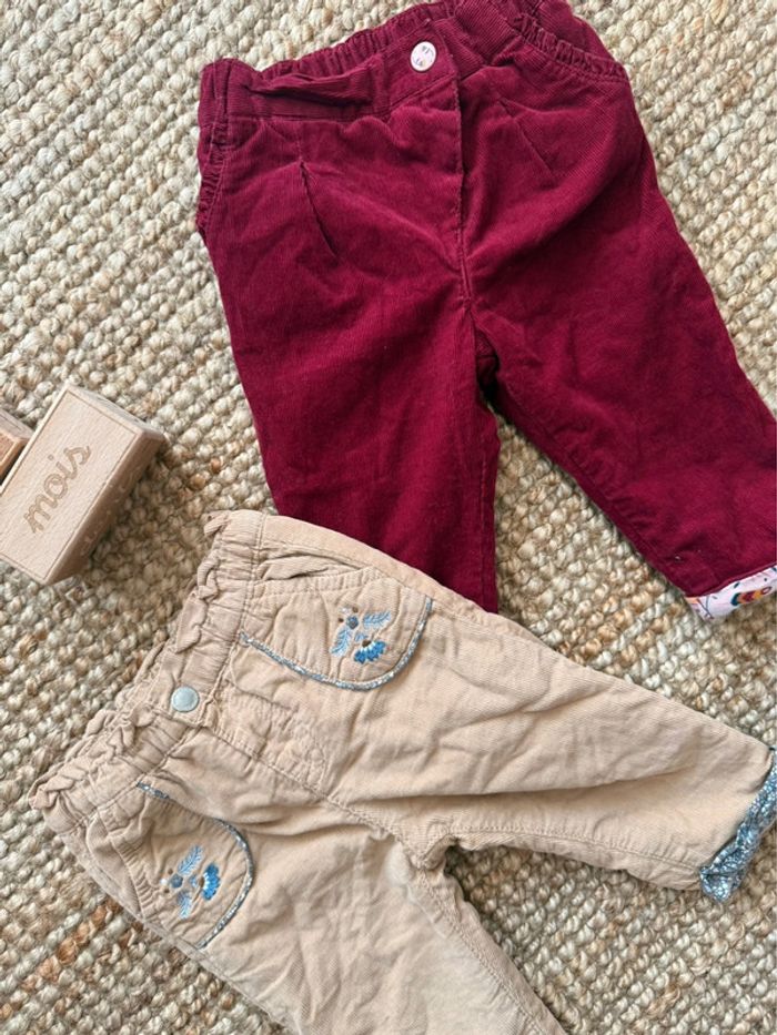 Lot pantalons velours côtelé Sergent Major 6mois / 68cm - photo numéro 2