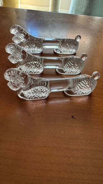 3 Porte couteau en verre YER, chien caniche