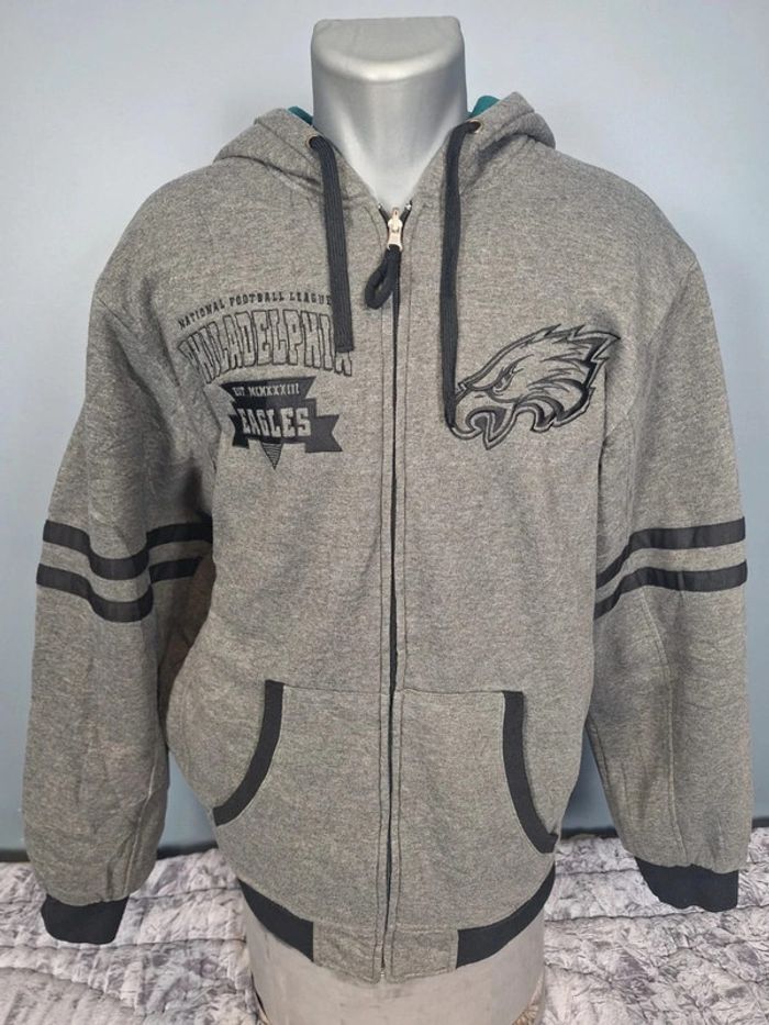 Veste epaisse à capuche nfl réversible homme / vert et gris taille L / brodé 244 - photo numéro 11