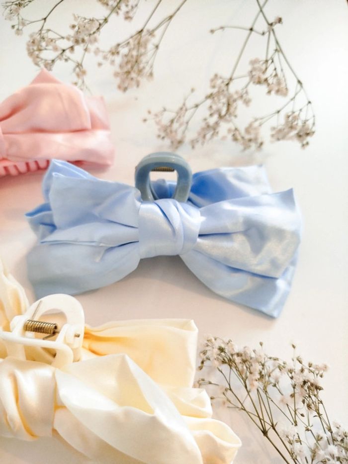 Lot de 3 pinces à cheveux noeud élégante bleu clair rose crème amazon - photo numéro 2