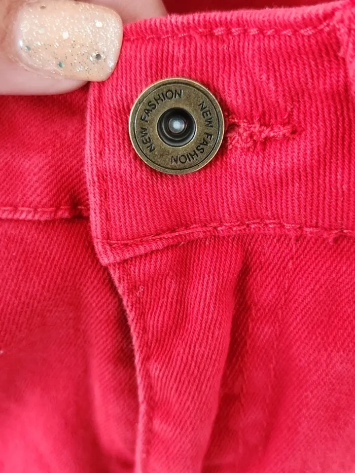 🔴 Pantalon cargo rouge avec ceinture intégrée – Taille 38 - photo numéro 3