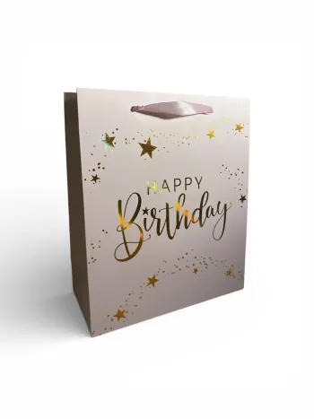 Sac cadeau « Joyeux anniversaire » rose 21,5 x 25 x 10 cm Neuf