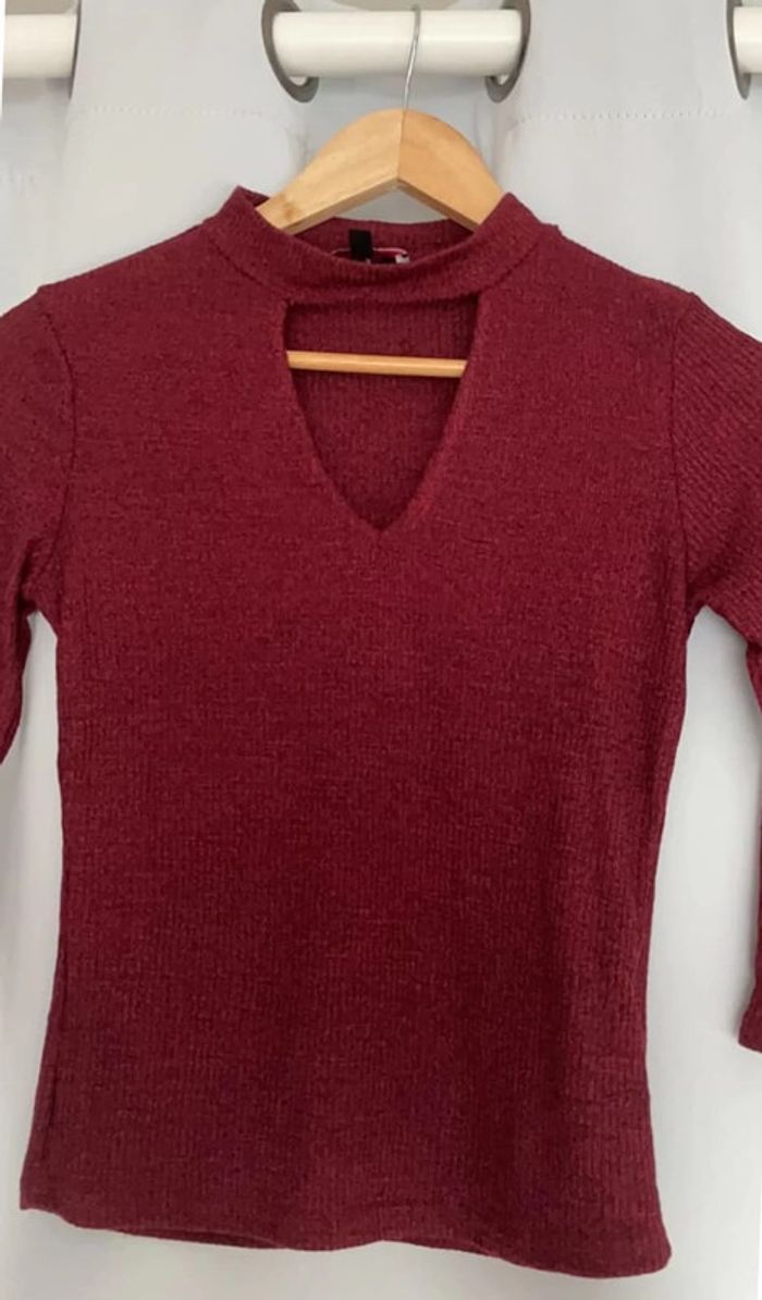 haut manches 3/4 bordeaux
