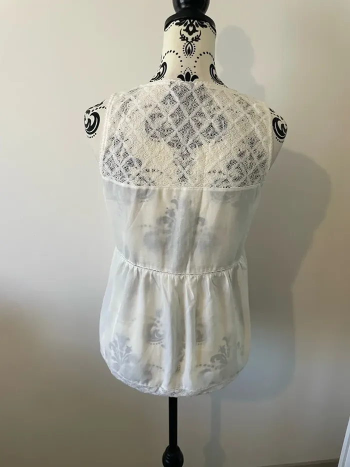 Blouse top débardeur H&M taille 36 blanc dentelle chic - photo numéro 5