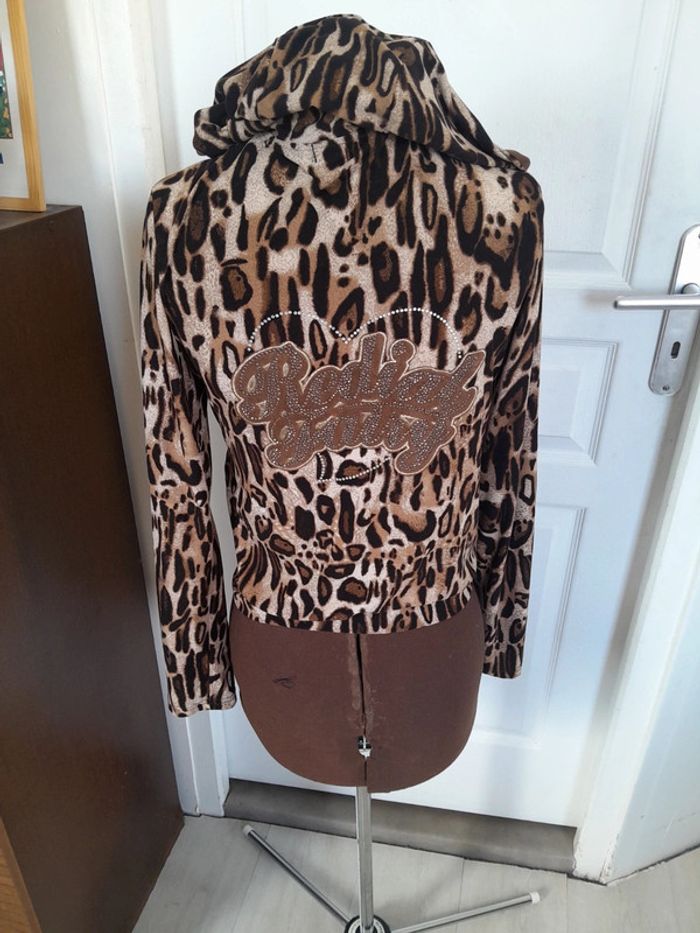 Veste capuche zip leopard brodé et strass Redial Luxury - photo numéro 3