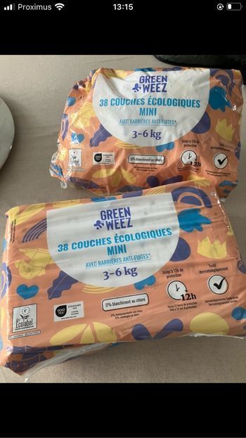 Lot couches Pampers et Greenwez neuf T2