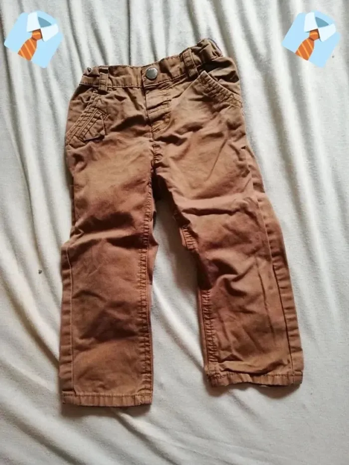 Jean Marron "Baby by Gémo" avec Braguette à Bouton Pression - Taille 24 Mois