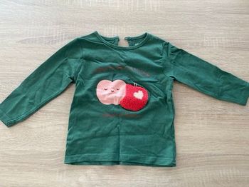 T-shirt manches longues vert foncé 18 mois fille