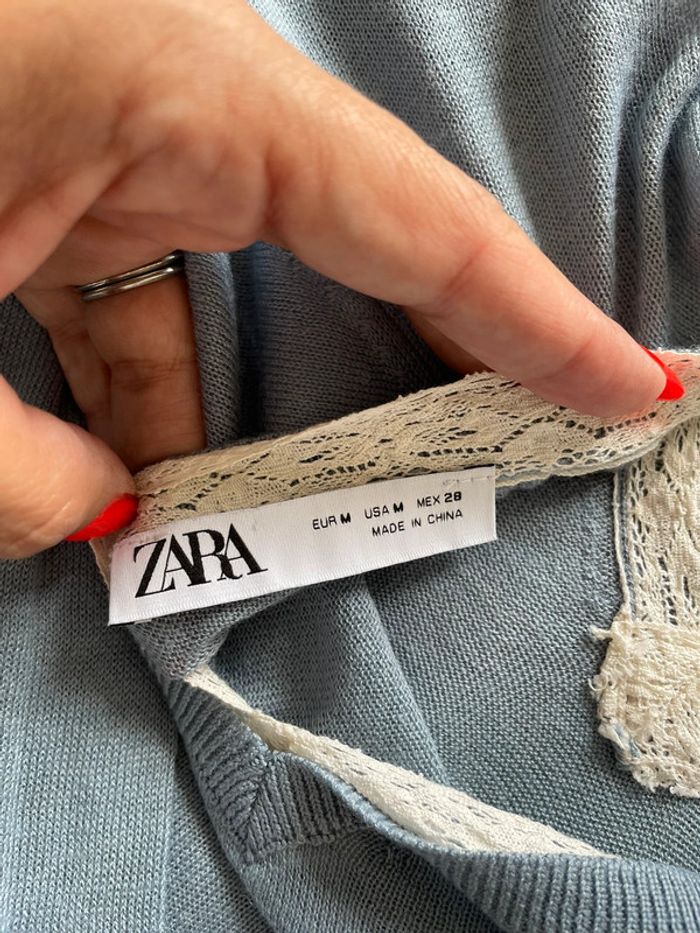 Pull col V bleu Zara - photo numéro 3