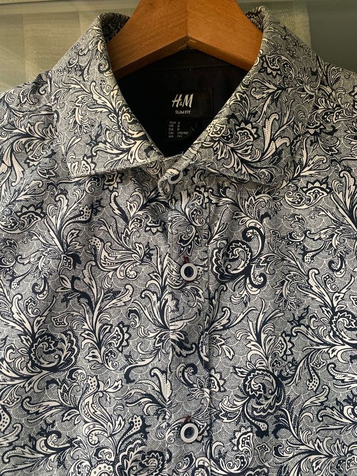 Chemise H&M motif gris bleu - photo numéro 6