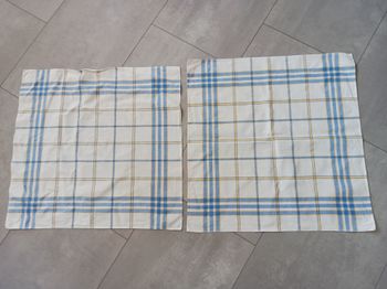 serviettes de table blanche à carreaux  bleu et jaune Lot de 2 Neuve