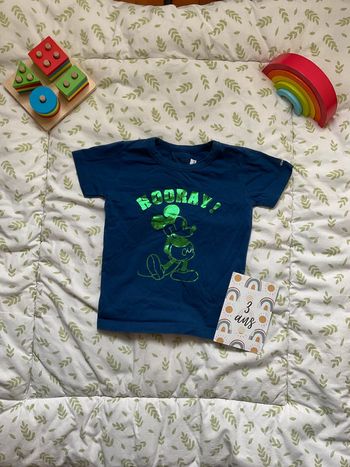 teeshirt manches courtes bleu motifs mickey vert 3 ans disney