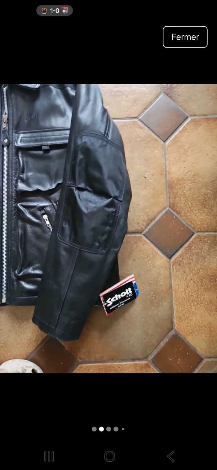 Blouson de moto en cuir homme taille XL  Schott - photo numéro 2