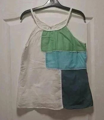 Top à bretelles Promod blanc et vert 38