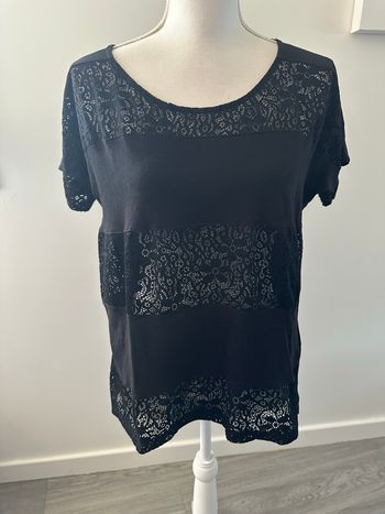 T-shirt noir en dentelle gothique H&M T38 M