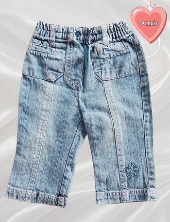 Pantalon jean bleu clair fille 9 mois