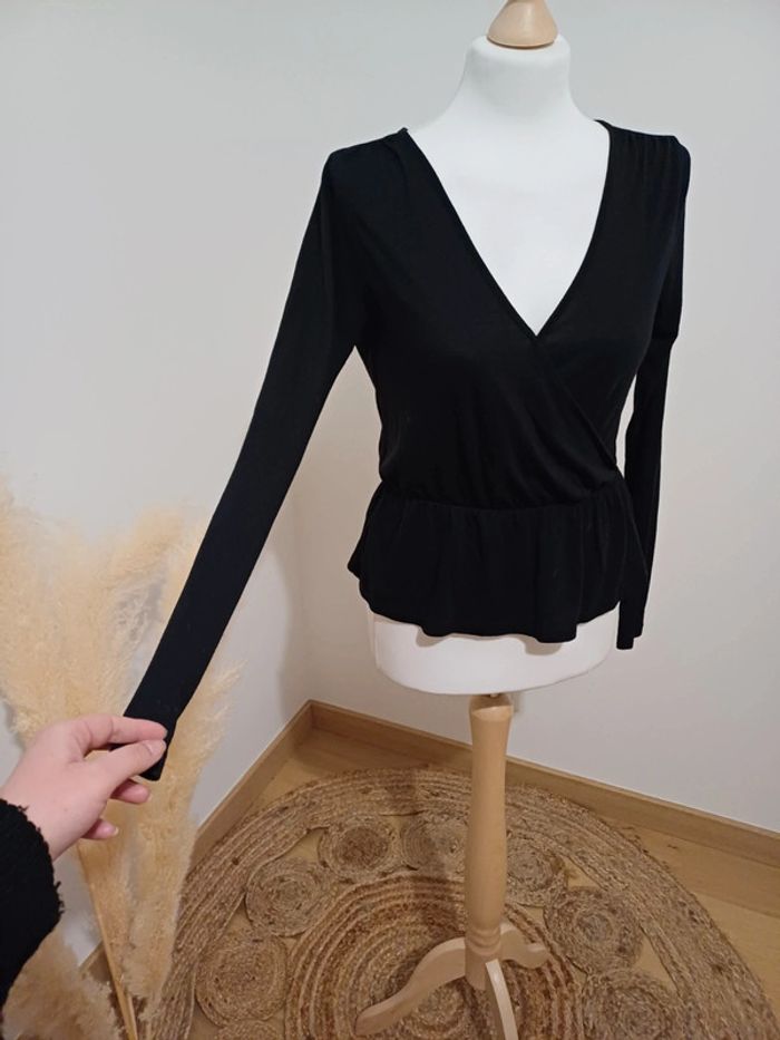Blouse noire chic cache-coeur légère Bik Bok taille S 36 - photo numéro 6