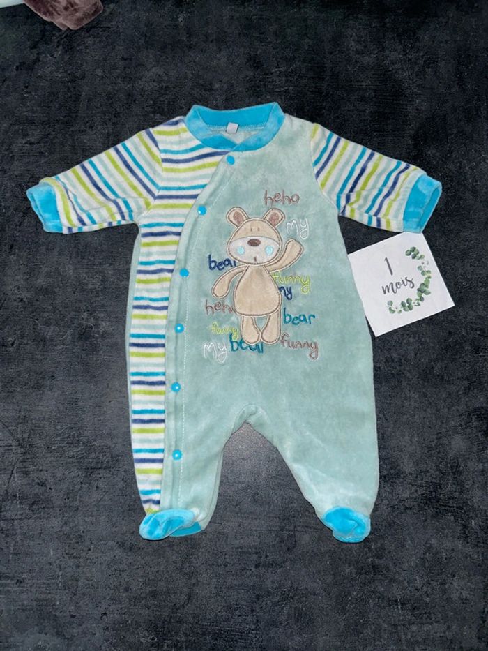 Pyjama bébé ourson et rayures