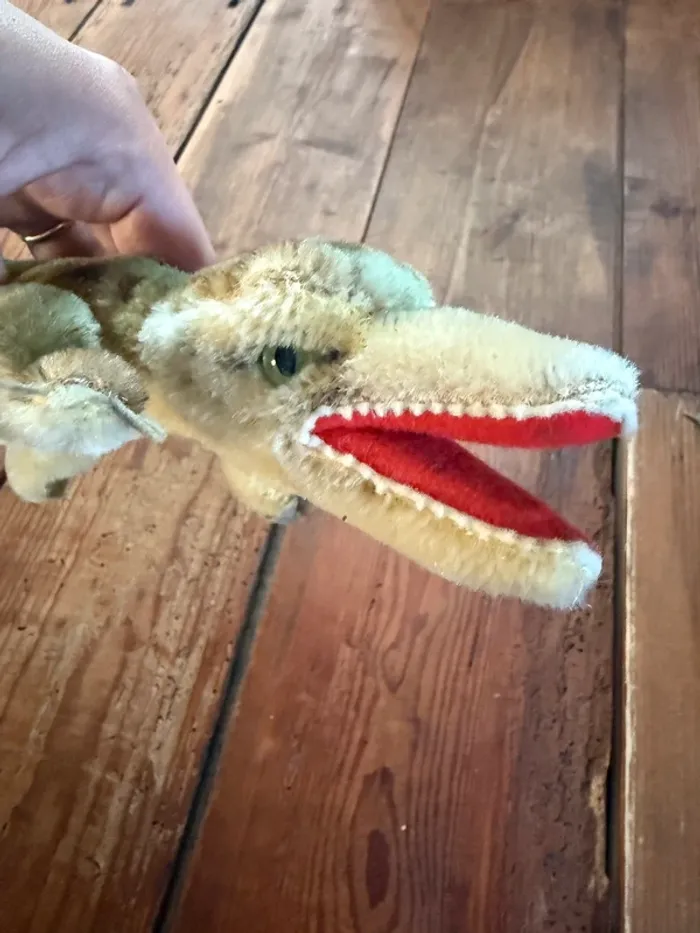 Peluche ancienne Steiff crocodile 32cm alligator 231500 Gary vert - photo numéro 2